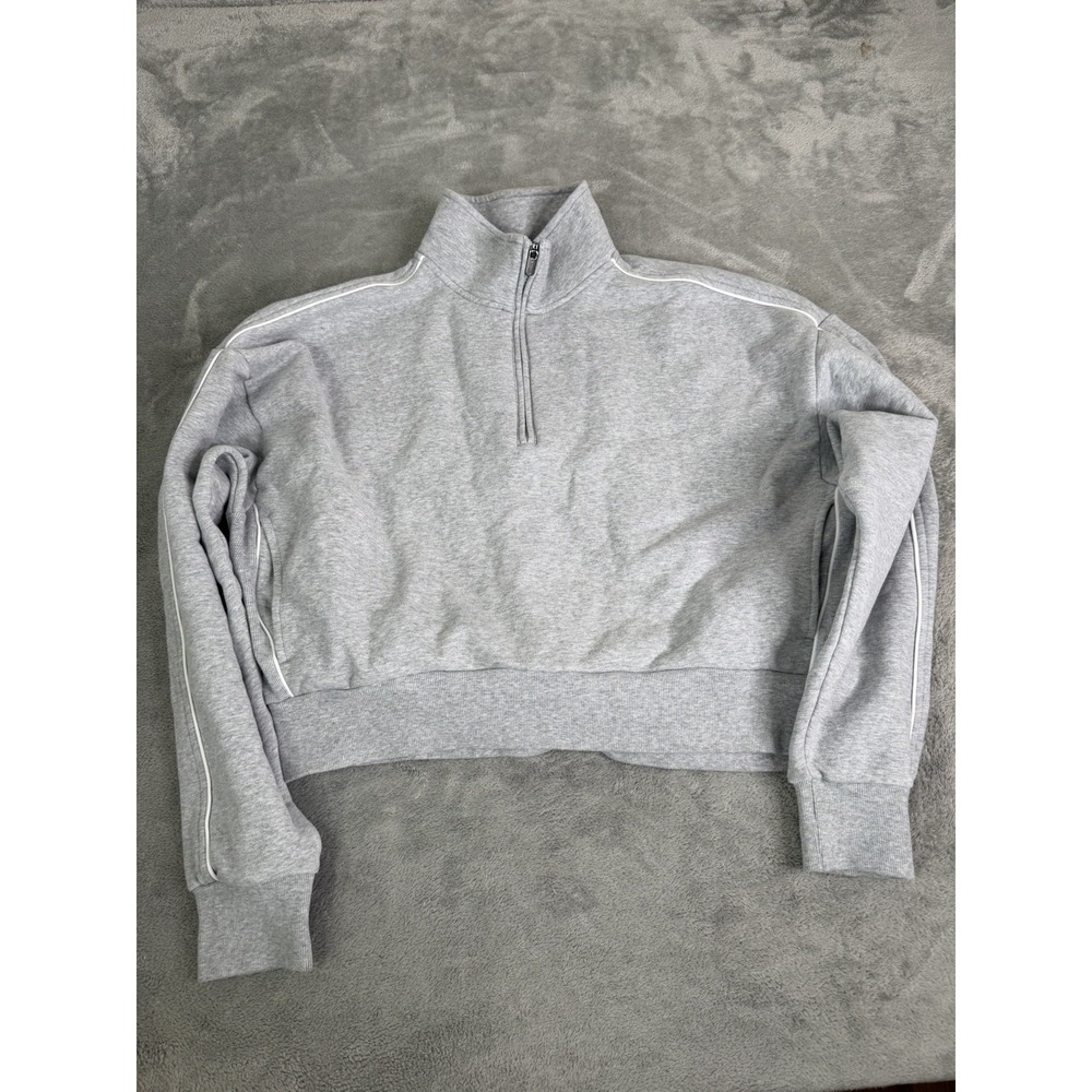 Athleta 1/4 Zip Cropped Sweatshirt Women's Size Medium Gray
